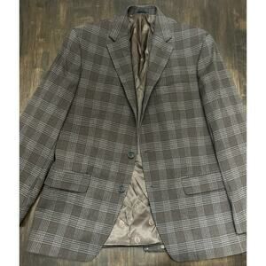Lauren Ralph Lauren Sport Coat Men 40R Navy Brown Plaid Black Label Blazer